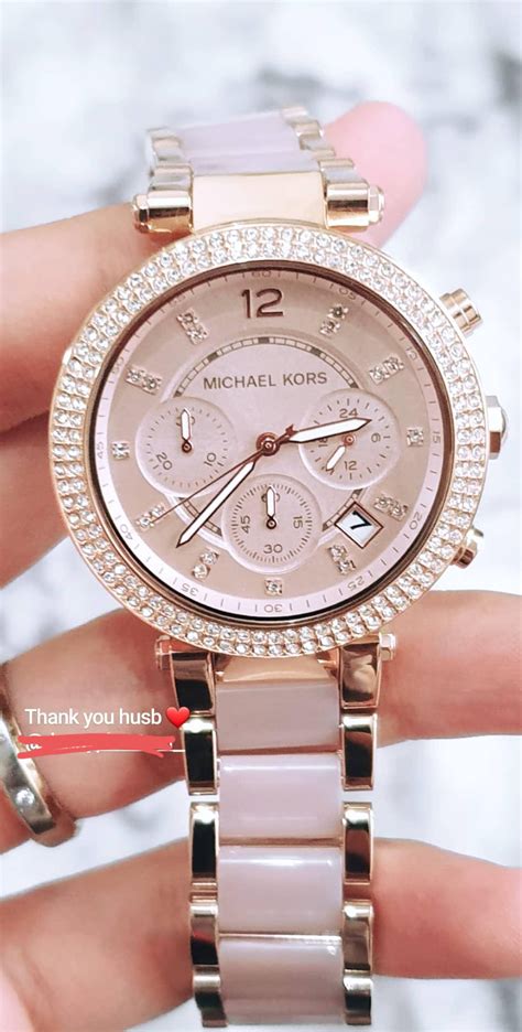 parker rose gold tone blush acetate watch michael kors|parker rose gold tone blush acetate.